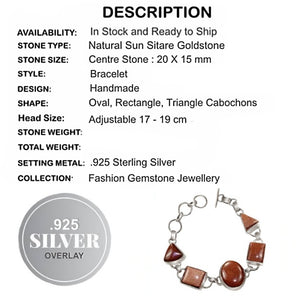 Gold Sandstone Sun Sitara set in .925 Sterling Silver Bracelet - BELLADONNA