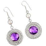 9.35 Cts Natural Purple Amethyst and Pearl In Solid .925 Sterling Silver - February Birthstone - BELLADONNA