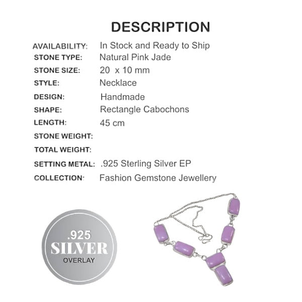 Gorgeous Purple Pink Jade Gemstone .925 Silver Necklace - BELLADONNA