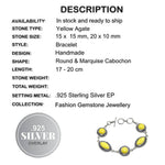 Marquise Shape Yellow Agate Gemstone .925 Sterling Silver Bracelet - BELLADONNA