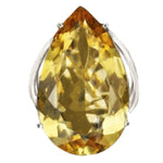 44,32 cts Natural Unheated Brazilian Citrine Pear Cut Solid .925 Silver Ring Size 8.5 - BELLADONNA