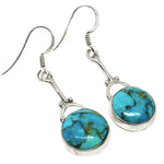 Natural Copper Turquoise Gemstone Solid .925 Sterling Silver Earrings - BELLADONNA
