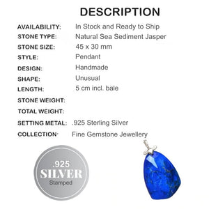 Handmade Blue Sea Sediment Jasper Gemstone Pendant - BELLADONNA