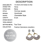 Nepali Two Tone Chandelier Stud Tibetan Silver Earrings - BELLADONNA