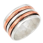 Indonesian Bali Java Island Two Tone Spinner Solid .925 Sterling Silver Ring Size 7.5 - BELLADONNA
