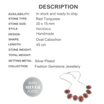 Vibrant Red Turquoise Gemstone Silver Fashion Necklace - BELLADONNA
