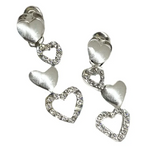 Heart Shape with Sparkly Crystals Long Fashion Stud Earrings - BELLADONNA