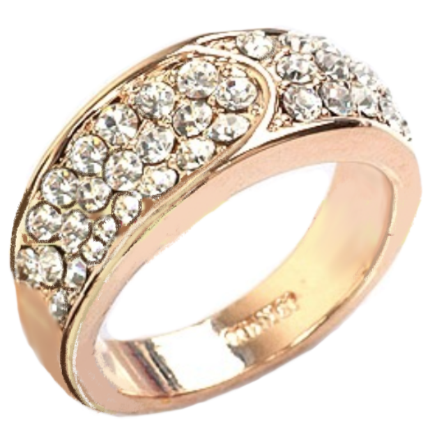 Modern Sparkly White Cubic Zirconia 18K Rose Gold Plated Cocktail Ring Size US 7.5 or UK P - BELLADONNA