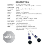 Handmade Purple Amethyst and Purple Blue Sandstone .925 Sterling Silver Earrings - BELLADONNA