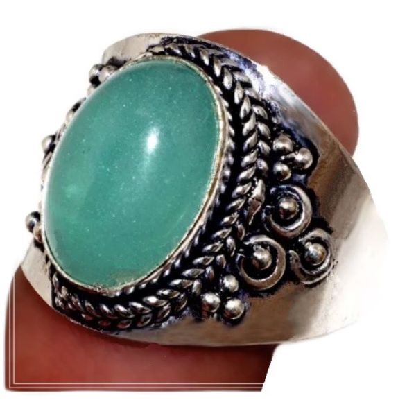 Soft Green Chalcedony Gemstone .925 Silver Ring 8 - BELLADONNA