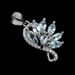 Top Grade Natural AAA Sky Blue Topaz, White Cubic Zirconia Solid .925 Sterling Silver Pendant - BELLADONNA