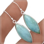 Natural Aquamarine Gemstone Solid .925 Sterling Silver Earrings - BELLADONNA