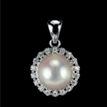 20.33 cts Deluxe Natural White Pearl Cz Solid .925 Sterling Silver Pendant - BELLADONNA