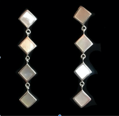 Natural Mother Of Pearl  Solid .925 Sterling Silver Earrings - BELLADONNA