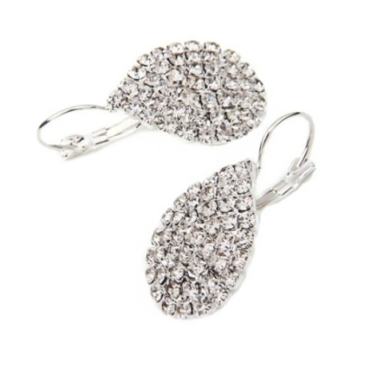 Rhinestone Bridal, Evening Wear Silver Alloy Stud/Leverback Earrings - BELLADONNA