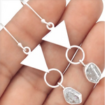 Modern Natural Herkimer Solid Sterling Silver Dangling Earrings - BELLADONNA