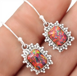 Magnificent Colour Orange Fire Opal Solid .925 Sterling Silver Earrings - BELLADONNA