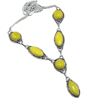 Gorgeous Yellow Agate Gemstone .925 Silver Necklace - BELLADONNA