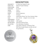 3.50 cts Two Tone Victorian Natural Purple Amethyst Gemstone Solid .925 Sterling Silver Pendant - BELLADONNA
