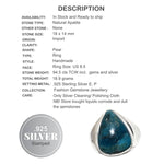 Natural Blue Apatite Pear Shape Gemstone .925 Sterling Silver Ring Size 8.5 - BELLADONNA