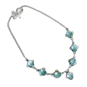 Sea Foam Blue Green Amethyst Gemstone .925 Silver Necklace - BELLADONNA