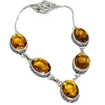 HandmadeFaceted Citrine Oval Gemstones .925 Silver Necklace - BELLADONNA