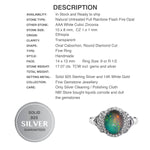 17.07 Cts Authentic Ethiopian Fire Opal, CZ Solid .925 Sterling Ring Size 9 - BELLADONNA