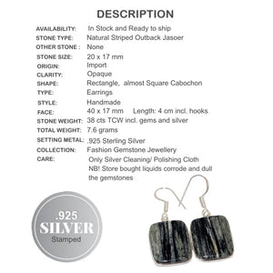 Natural Striped Outback Jasper Gemstone .925 Sterling Silver Earrings - BELLADONNA