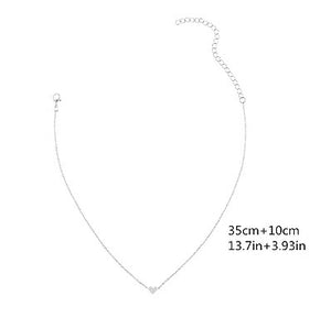 Dainty Heart Charm .925 Silver Plated Fashion Choker Necklace - BELLADONNA